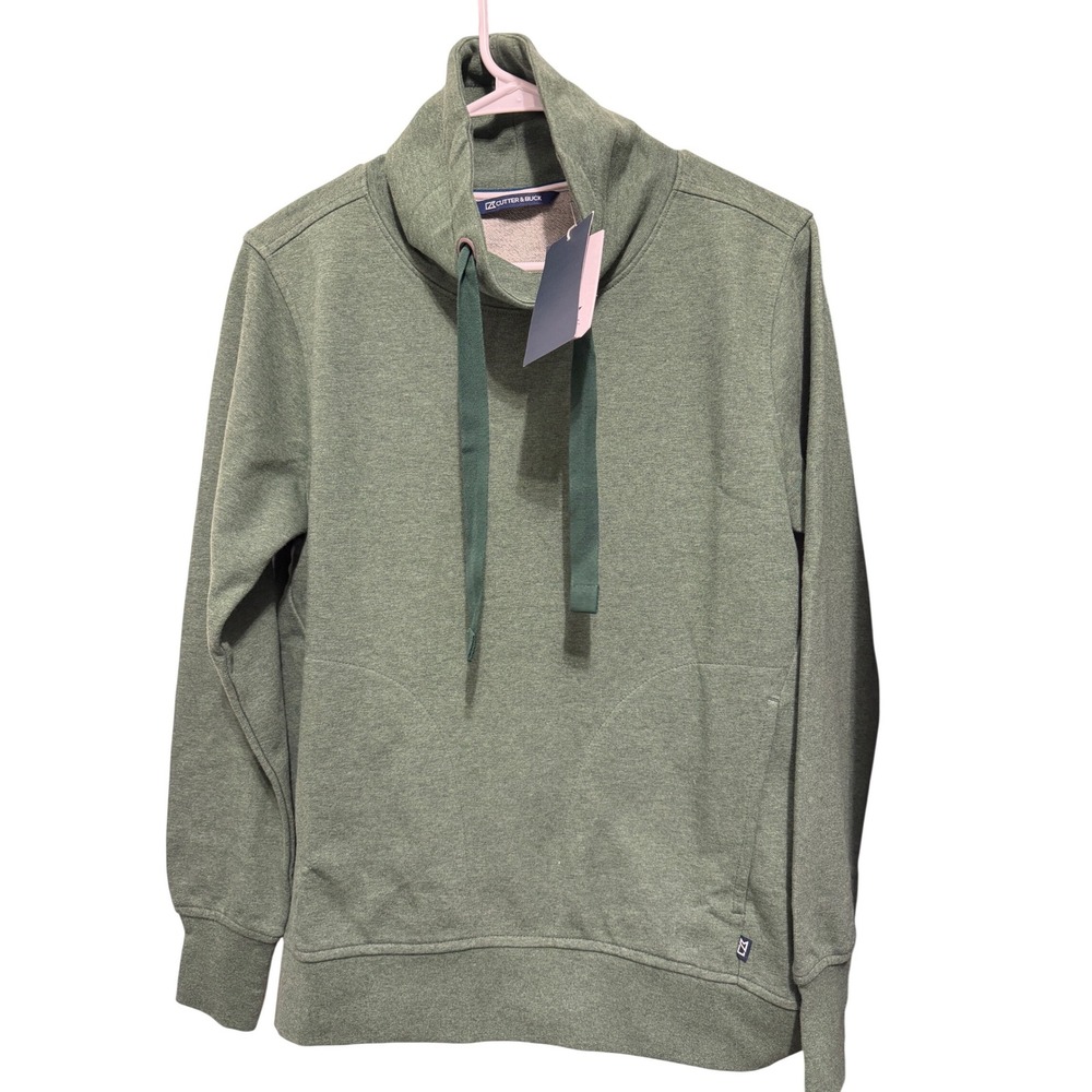 Cutter & Buck Mens Cowl Neck Sweatshirt Green‎ Heather Pullover S NEW